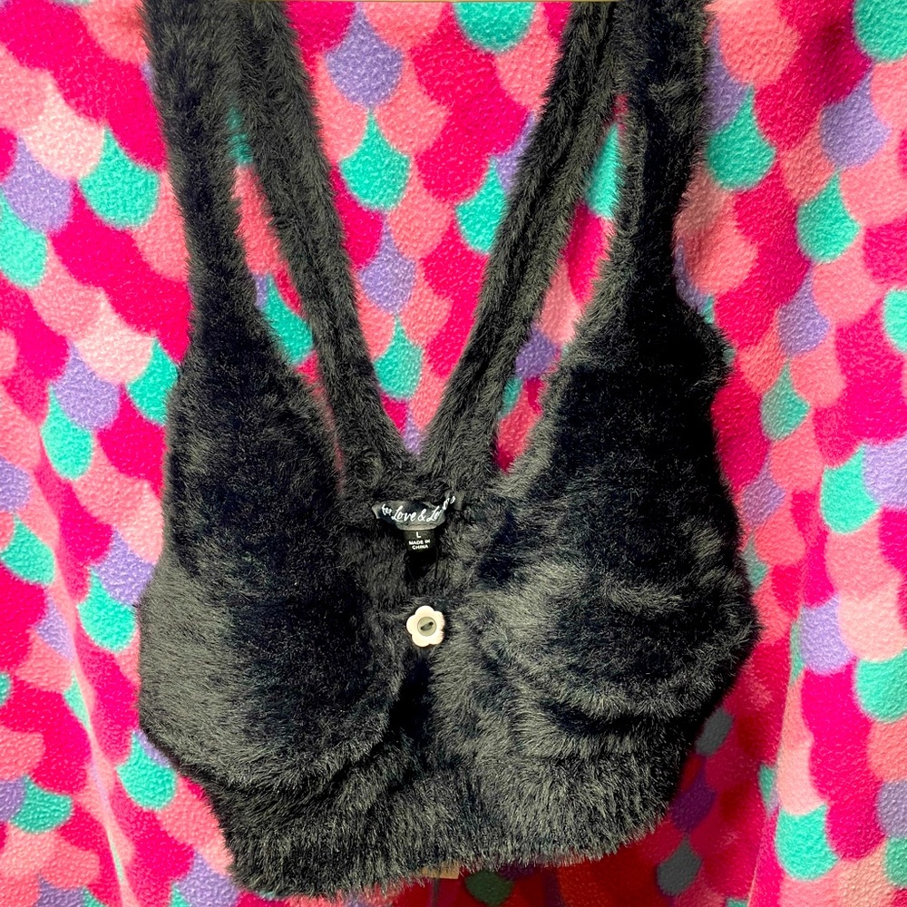 For love and lemons -  NWT- fuzzy black bralette- soft